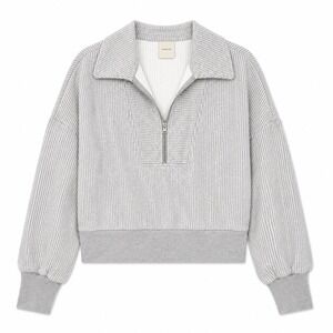 Varley Blair Half Zip Rib Sweatshirt Medium Quiet Luxury Pullover